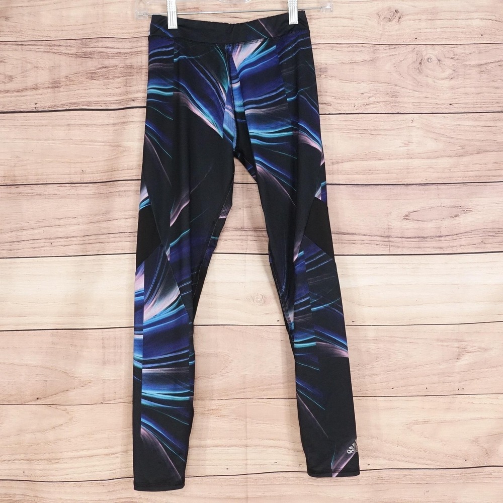 Adidas Leggings Girls Size L 14‎ Multicolor Geometric Ankle Climalite Activewear